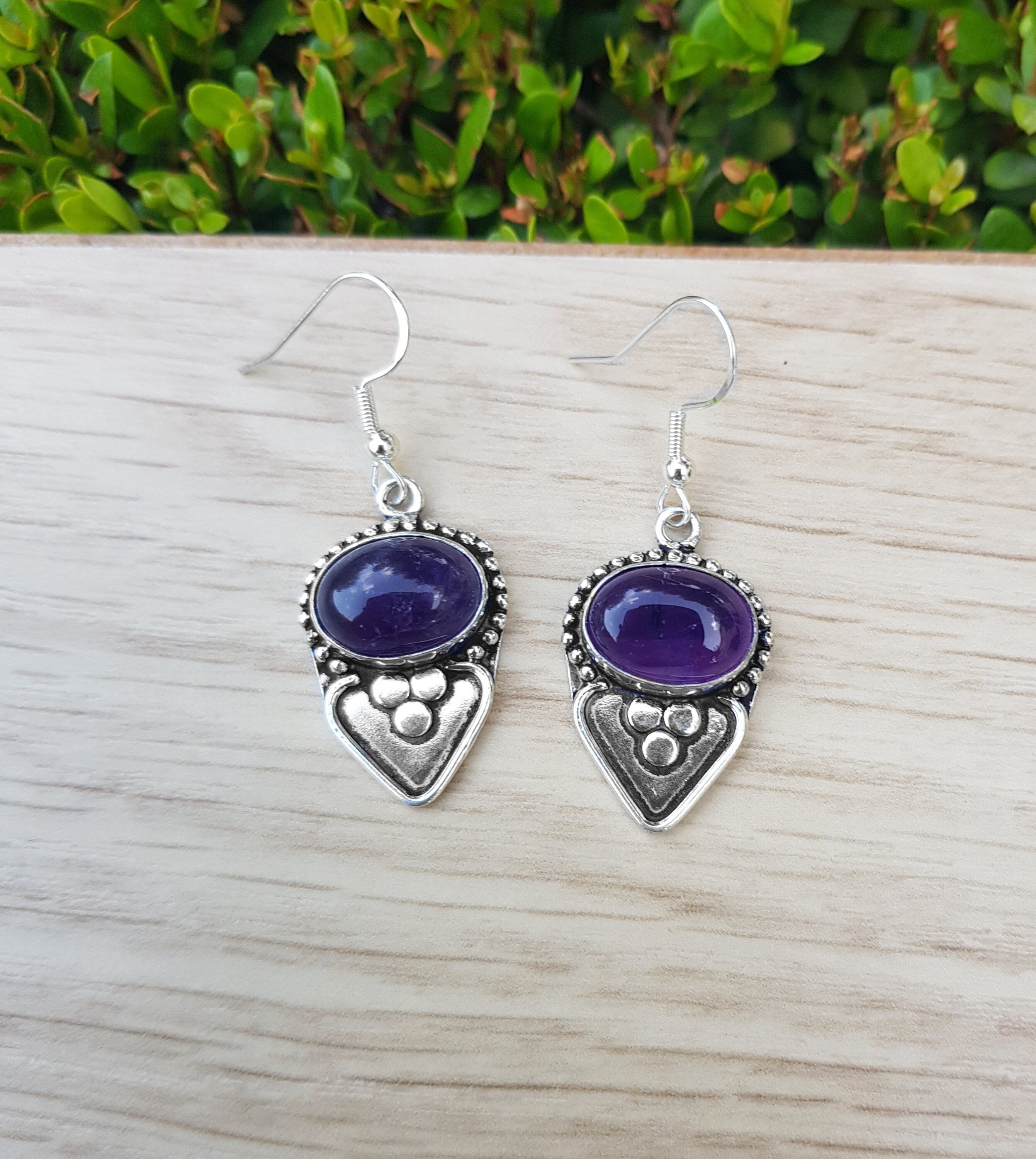 Amethyst necklace and on sale earring set silver