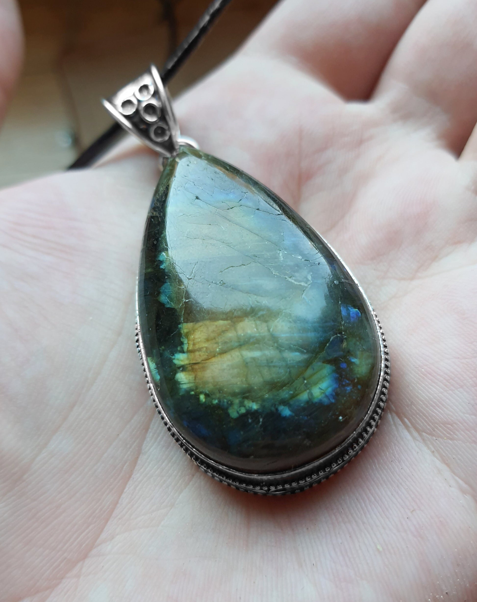 Natural Labradorite Pendant In Sterling Silver Statement Pendant Boho Jewellery Unique Gift One Of A Kind Jewellery