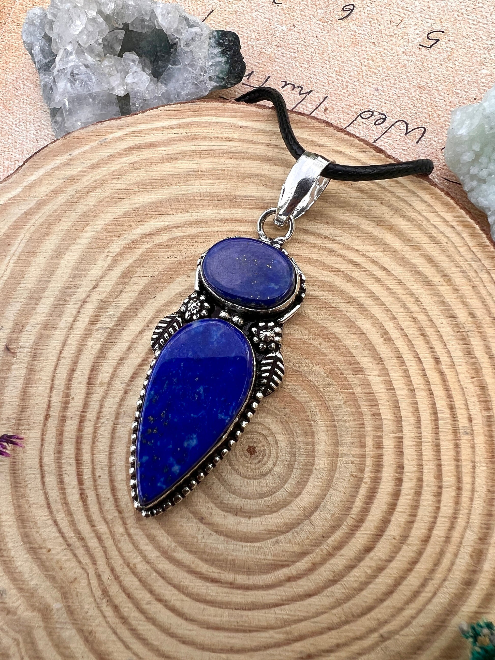 Blue Sodalite Pendant In Sterling Silver Statement Pendant Unique Jewelry Boho Gemstone Necklace