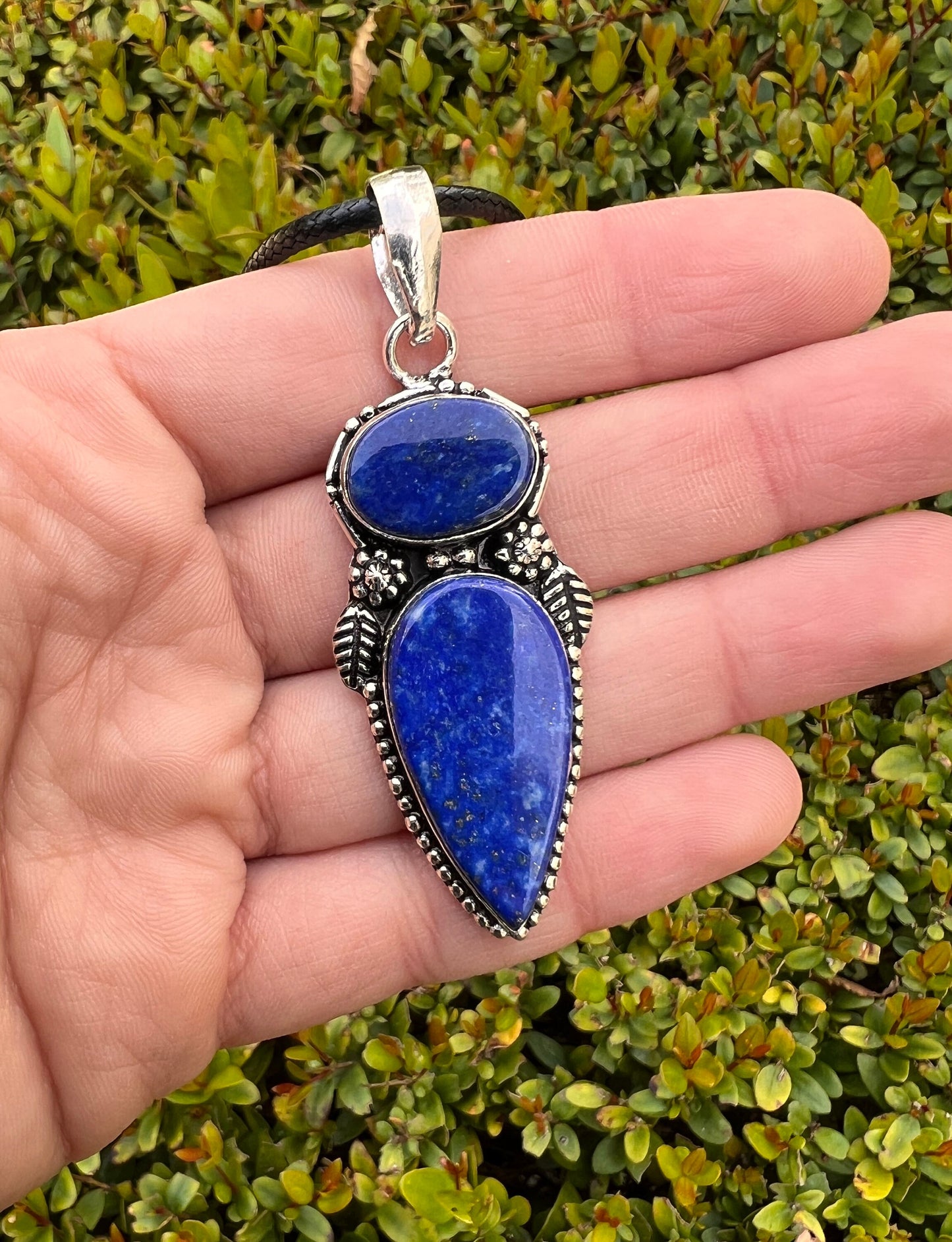 Blue Sodalite Pendant In Sterling Silver Statement Pendant Unique Jewelry Boho Gemstone Necklace