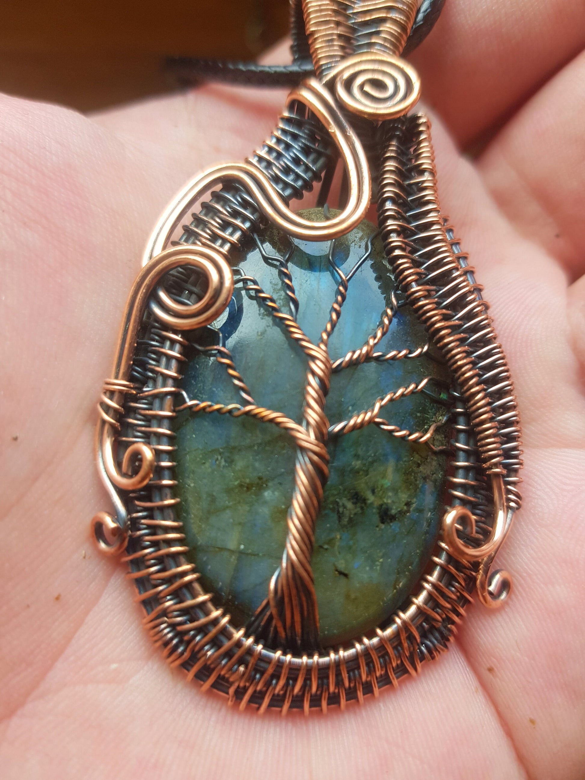 Labradorite Wire Wrapped Pendant, Boho Necklace GypsyJewelry, Tree Of Life Necklace