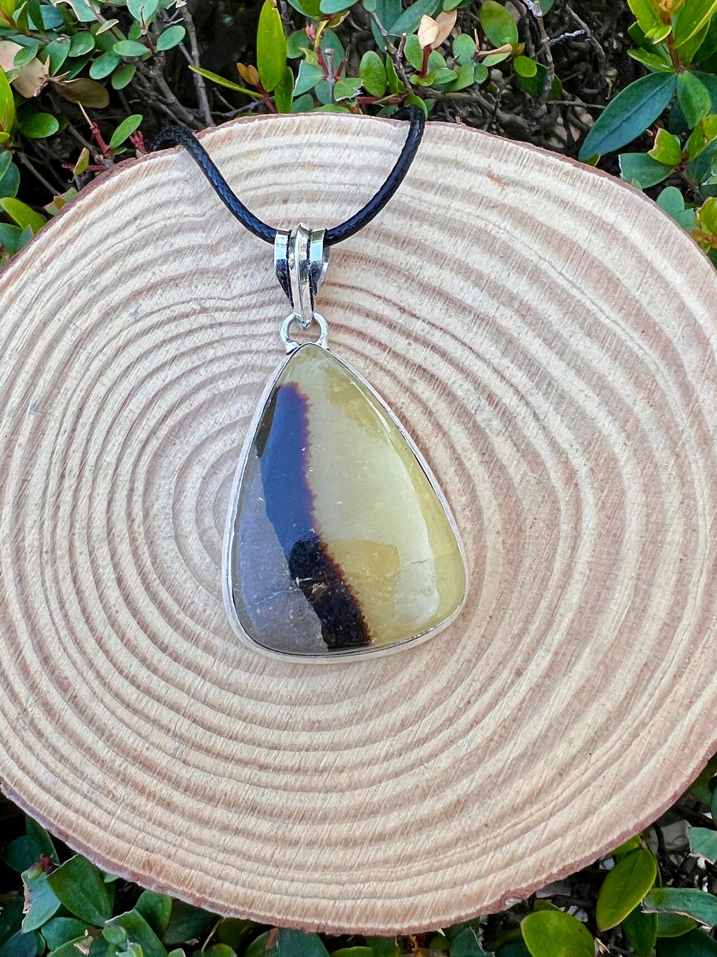 Sterling Silver Dragon Septarian Pendant: One-of-a-Kind Gemstone Necklace