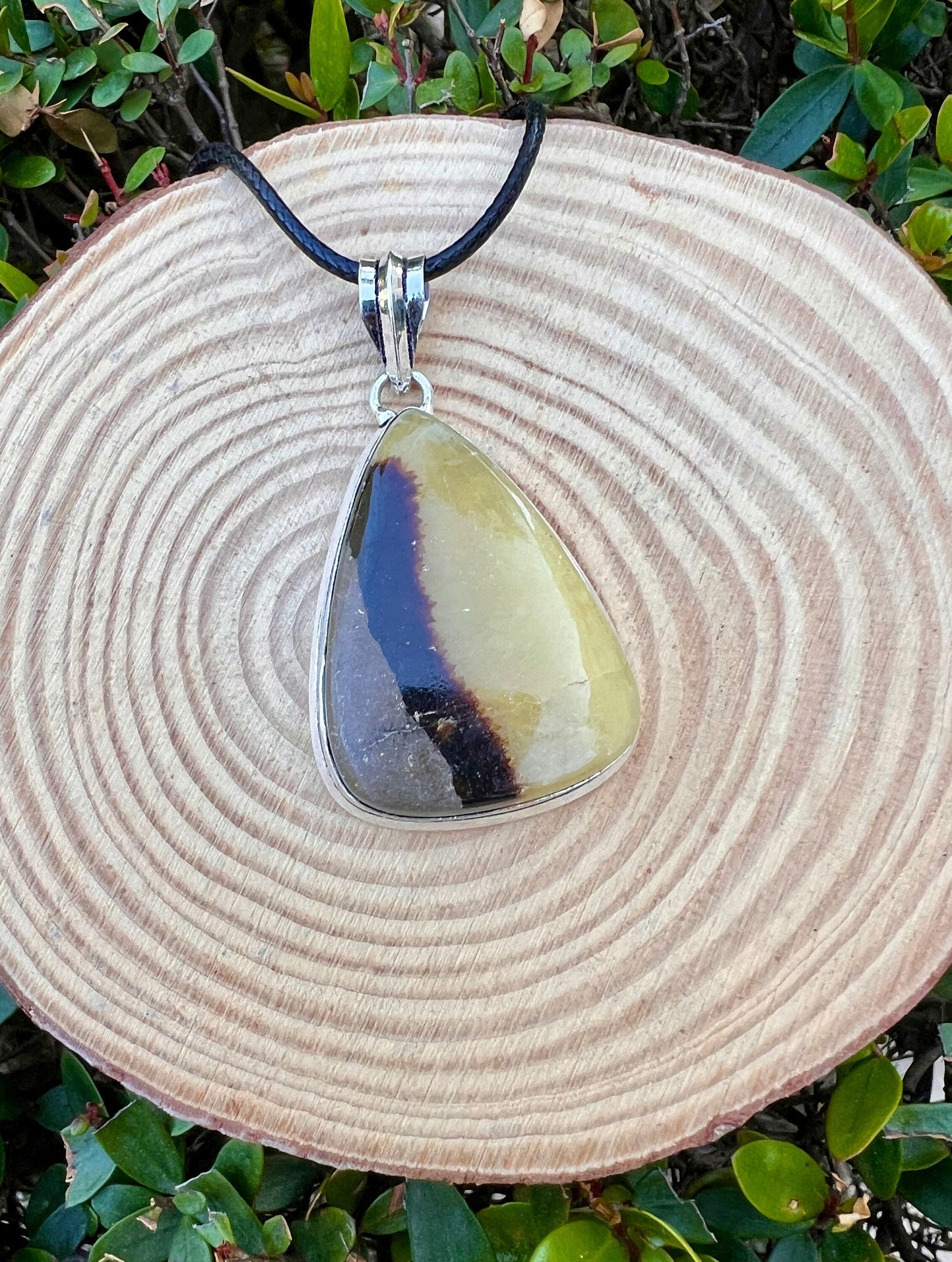 Sterling Silver Dragon Septarian Pendant: One-of-a-Kind Gemstone Necklace