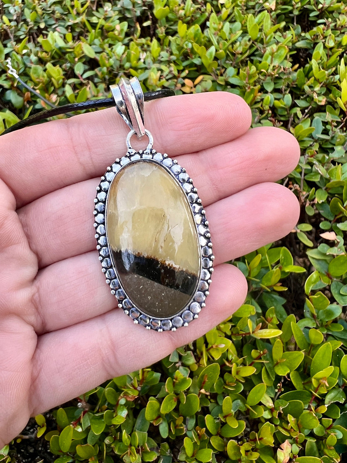 Sterling Silver Dragon Septarian Pendant, One-of-a-Kind Boho Necklace