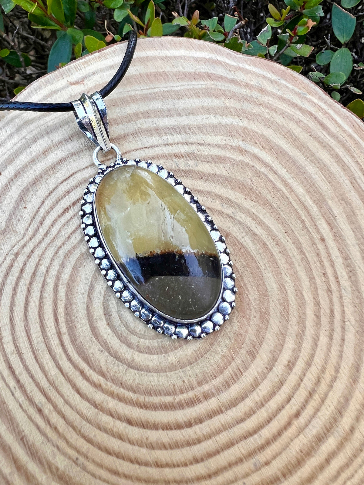 Sterling Silver Dragon Septarian Pendant, One-of-a-Kind Boho Necklace