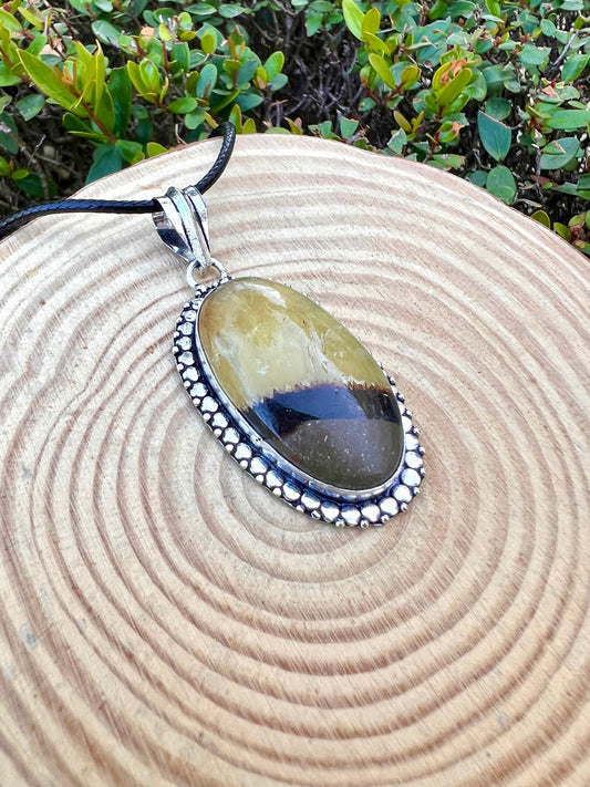 Sterling Silver Dragon Septarian Pendant, One-of-a-Kind Boho Necklace