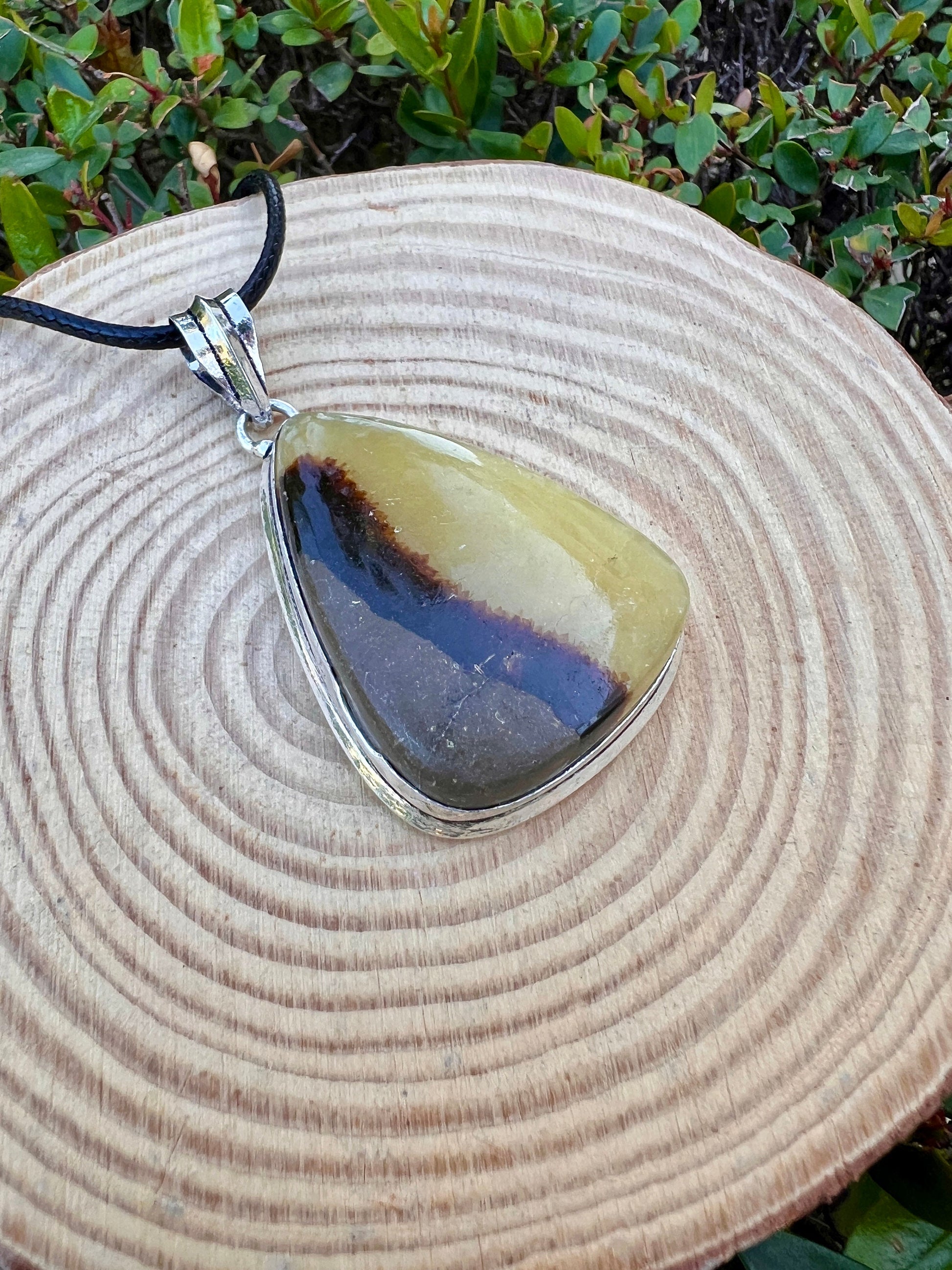 Sterling Silver Dragon Septarian Pendant: One-of-a-Kind Gemstone Necklace