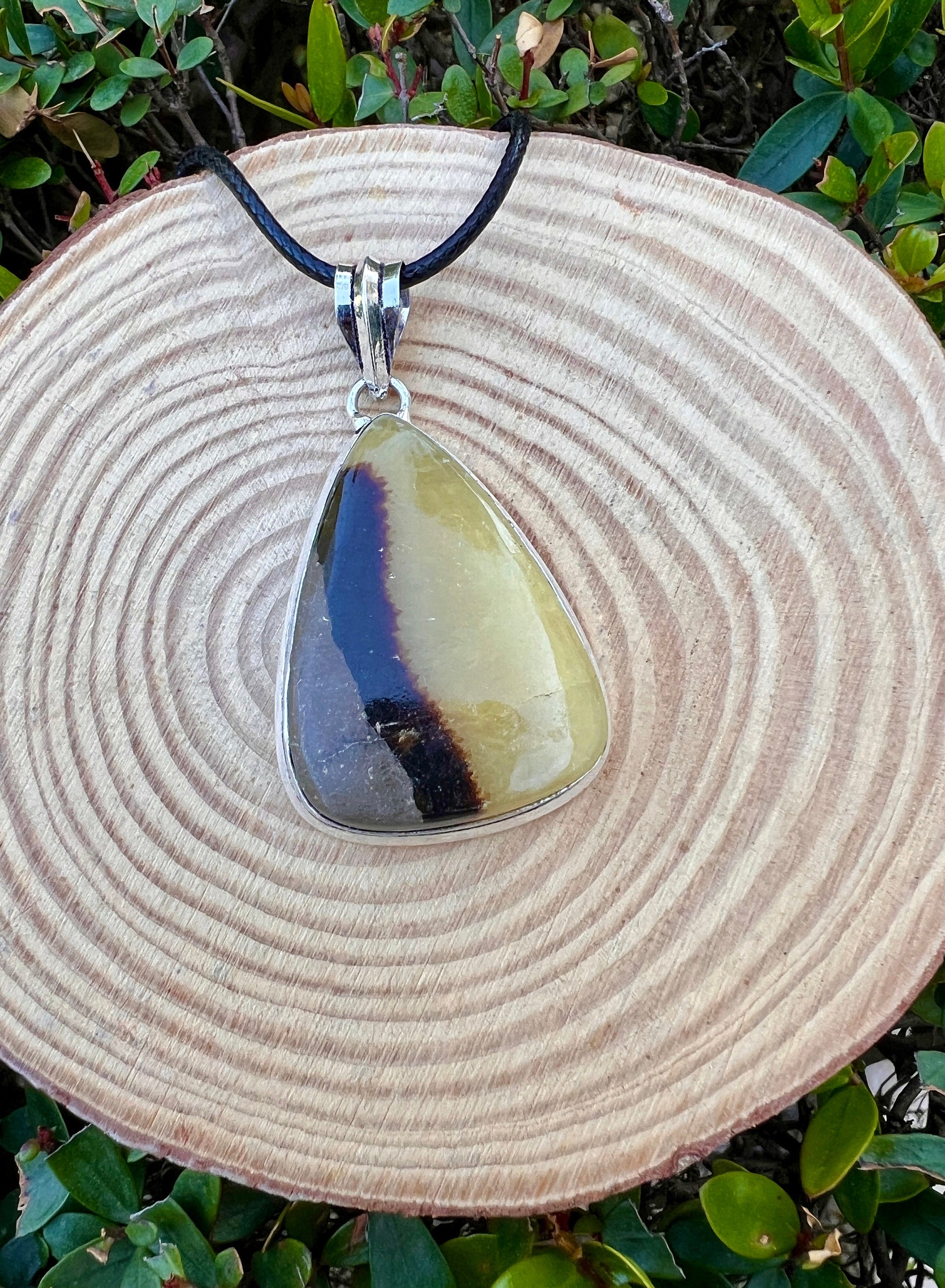 Sterling Silver Dragon Septarian Pendant: One-of-a-Kind Gemstone Necklace