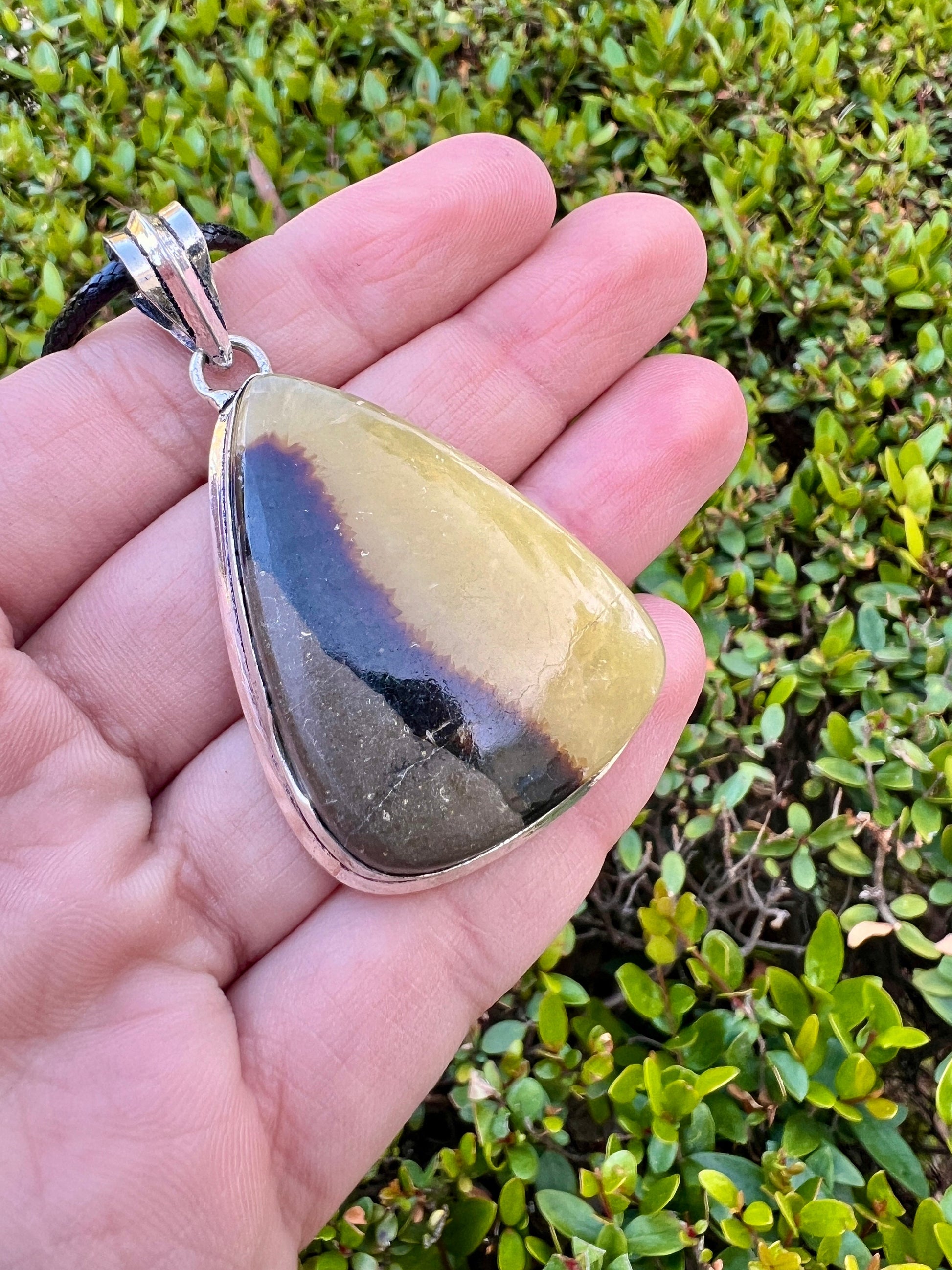 Sterling Silver Dragon Septarian Pendant: One-of-a-Kind Gemstone Necklace