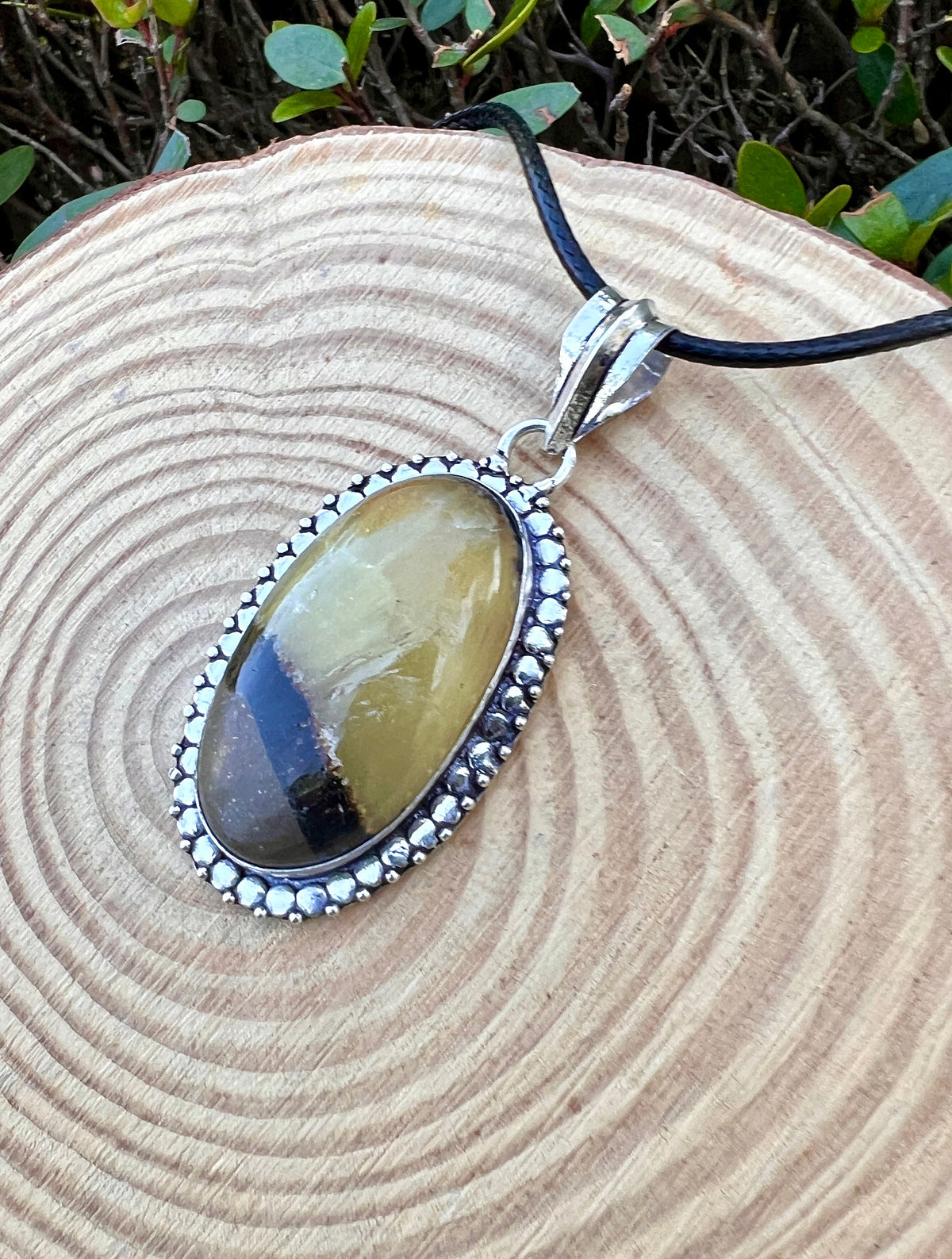 Sterling Silver Dragon Septarian Pendant, One-of-a-Kind Boho Necklace