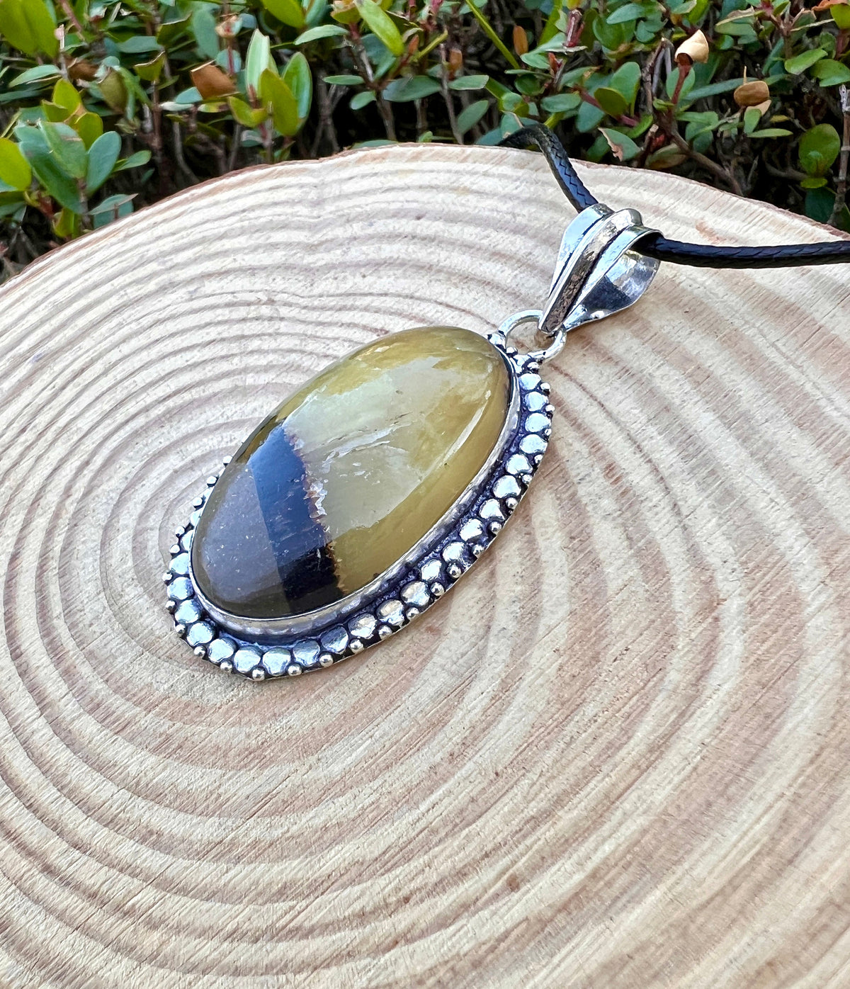 Sterling Silver Dragon Septarian Pendant, One-of-a-Kind Boho Necklace