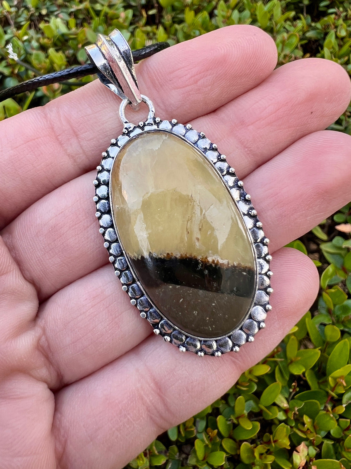 Sterling Silver Dragon Septarian Pendant, One-of-a-Kind Boho Necklace