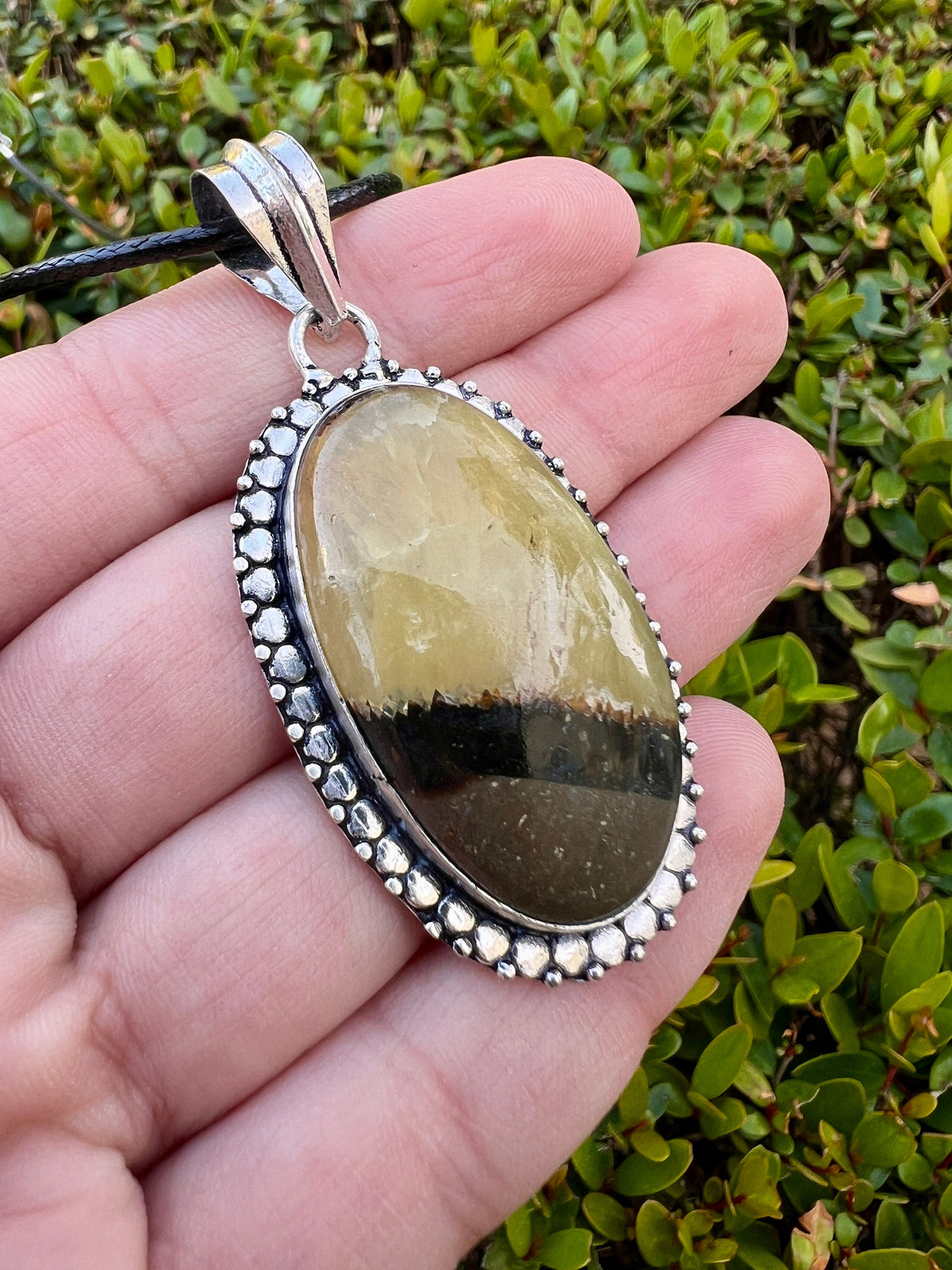 Sterling Silver Dragon Septarian Pendant, One-of-a-Kind Boho Necklace