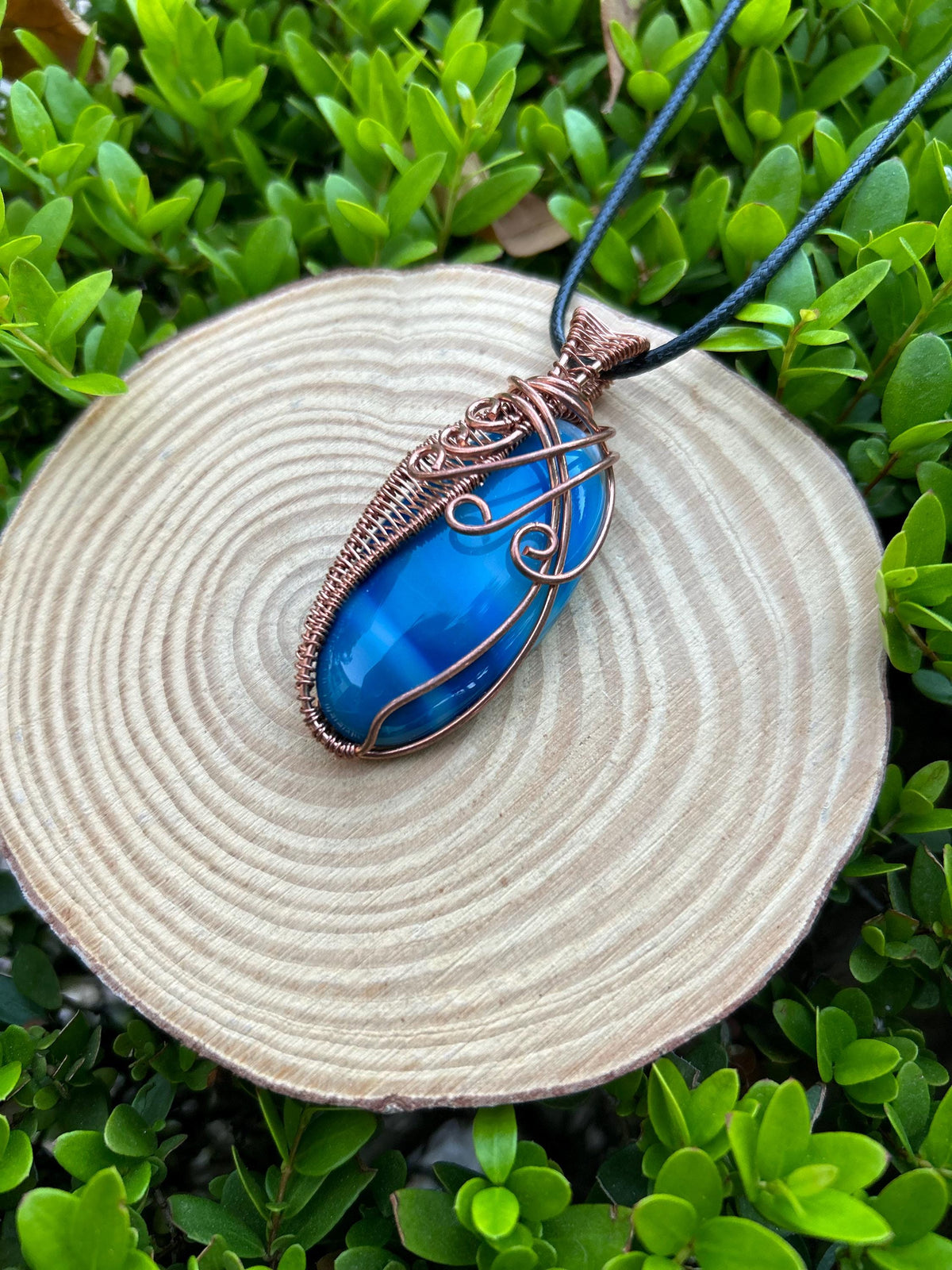 Agate Wire Wrapped Necklace, Statement Pendant, Boho Crystal Necklace