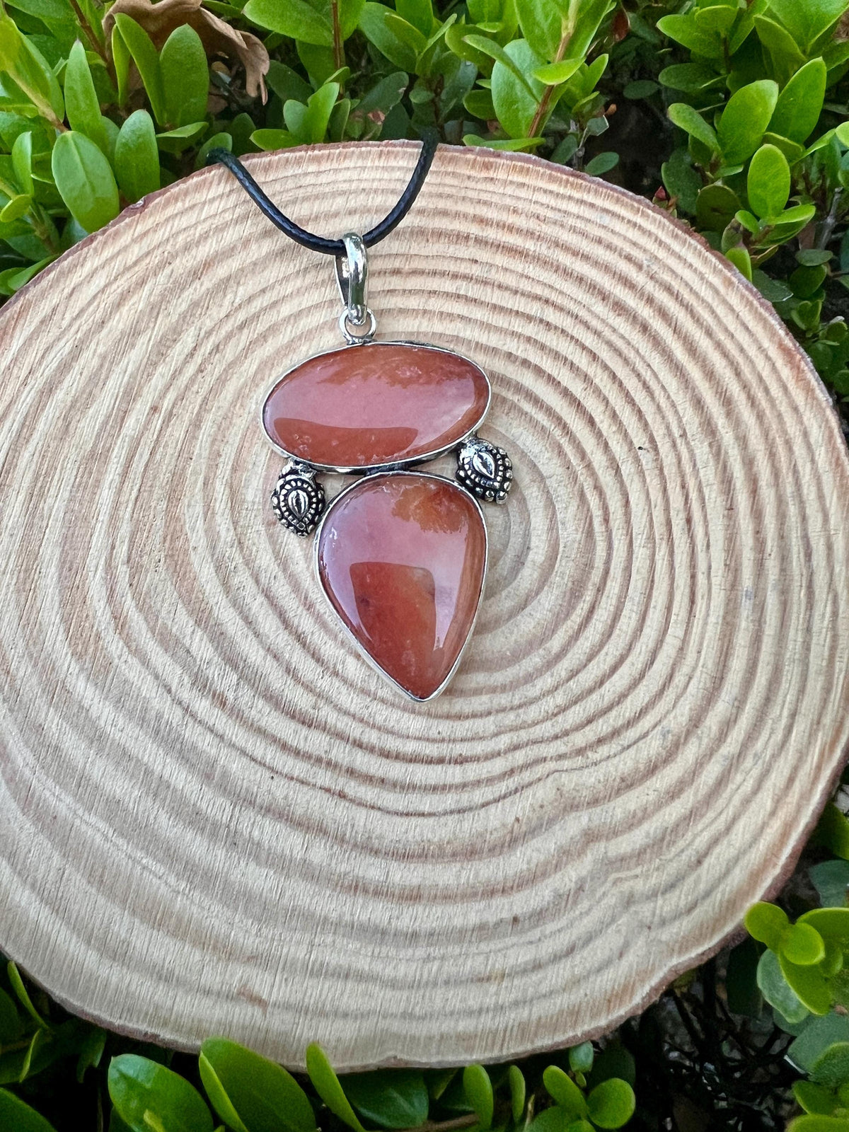Multi Stone Carnelian Pendant In Sterling Silver, Statement Pendant