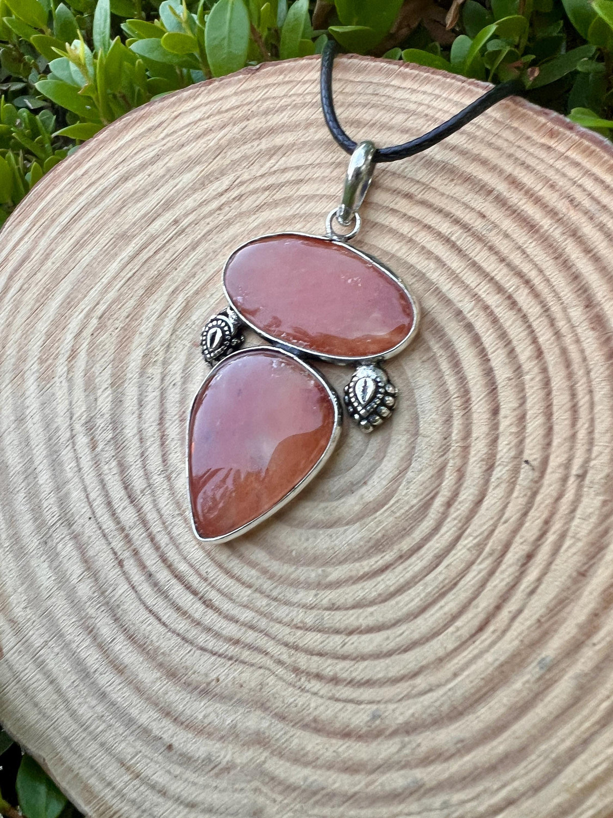 Multi Stone Carnelian Pendant In Sterling Silver, Statement Pendant