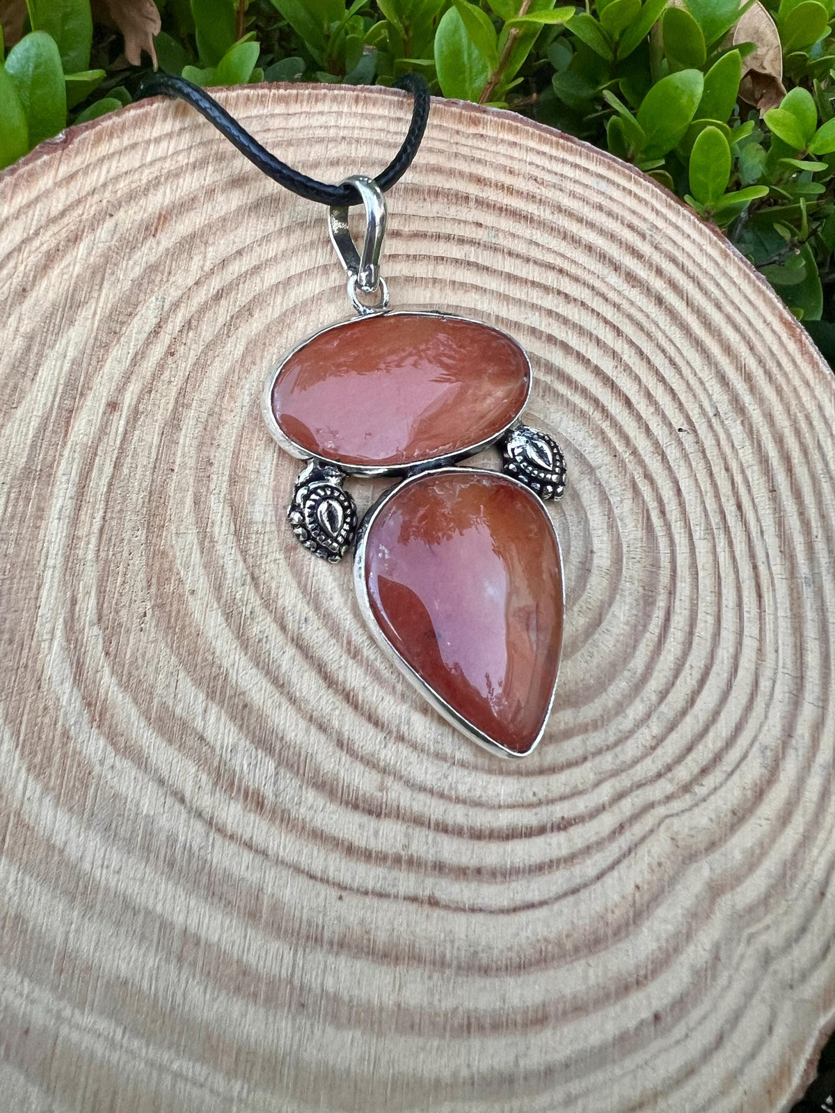 Multi Stone Carnelian Pendant In Sterling Silver, Statement Pendant
