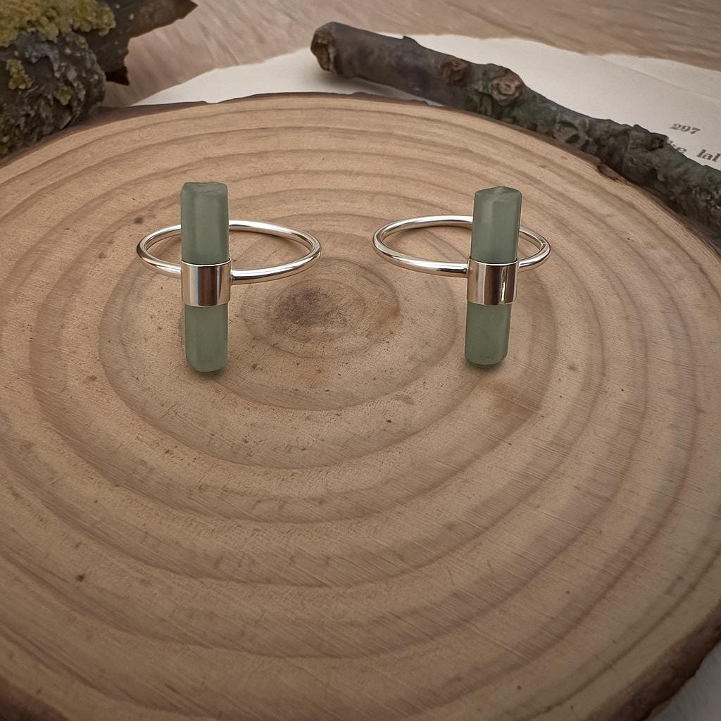 Prehnite Ring In Sterling Silver Rough Crystal Ring