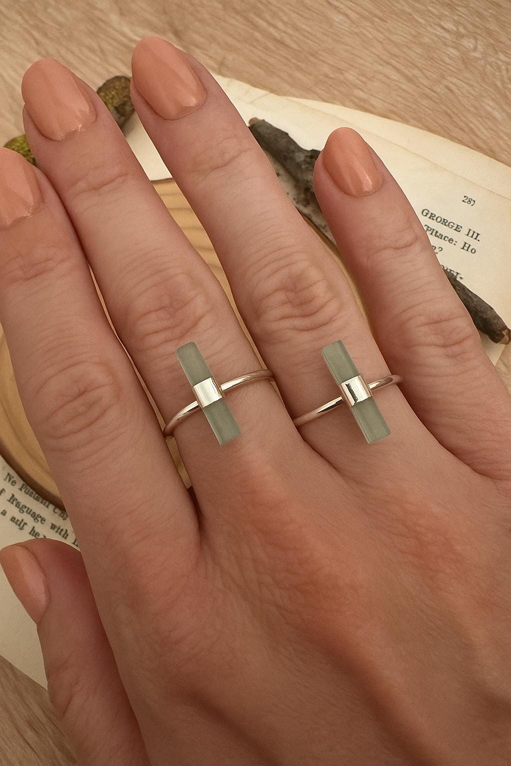 Prehnite Ring In Sterling Silver Rough Crystal Ring