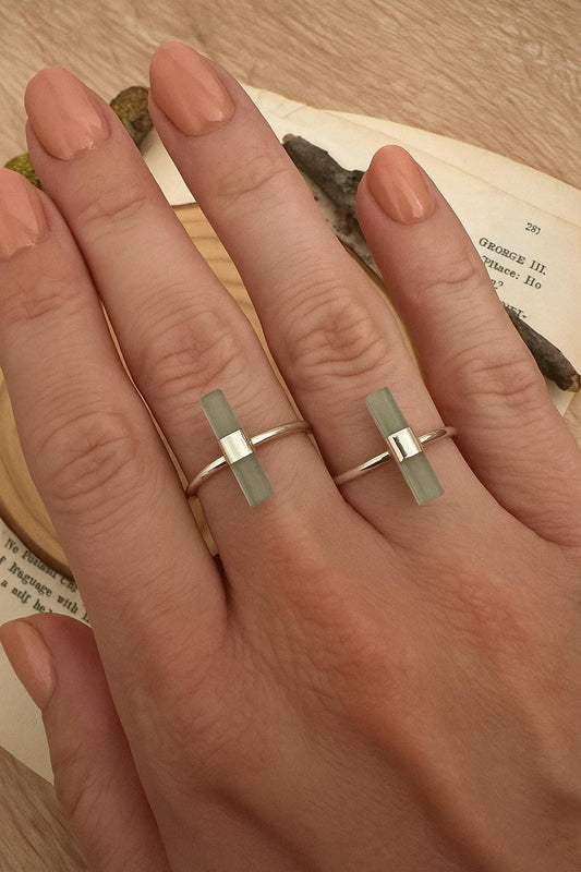 Prehnite Ring In Sterling Silver Rough Crystal Ring