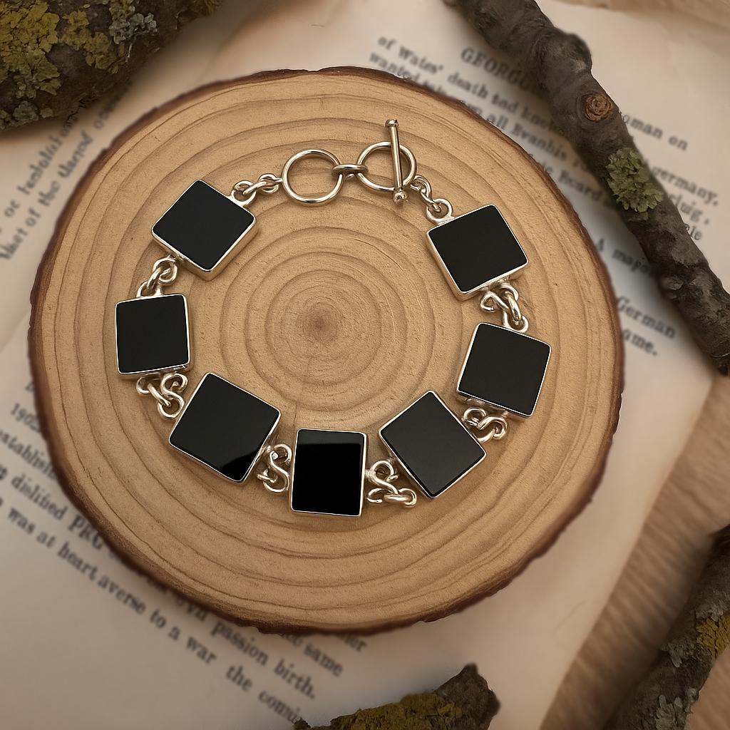 Adjustable Black Onyx Cuff Bracelet Sterling Silver Gemstone Bracelet Boho Cuff Unique Gift For Women GypsyJewelry
