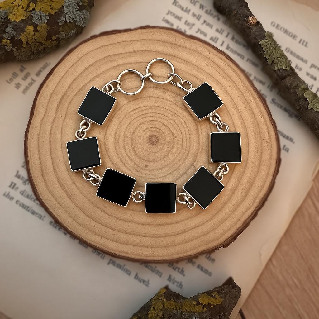 Adjustable Black Onyx Cuff Bracelet Sterling Silver Gemstone Bracelet Boho Cuff Unique Gift For Women GypsyJewelry