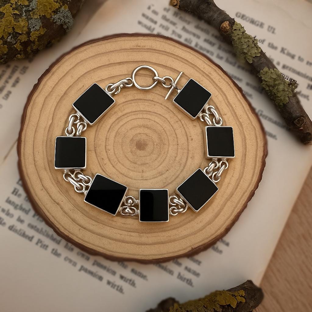 Adjustable Black Onyx Cuff Bracelet Sterling Silver Gemstone Bracelet Boho Cuff Unique Gift For Women GypsyJewelry