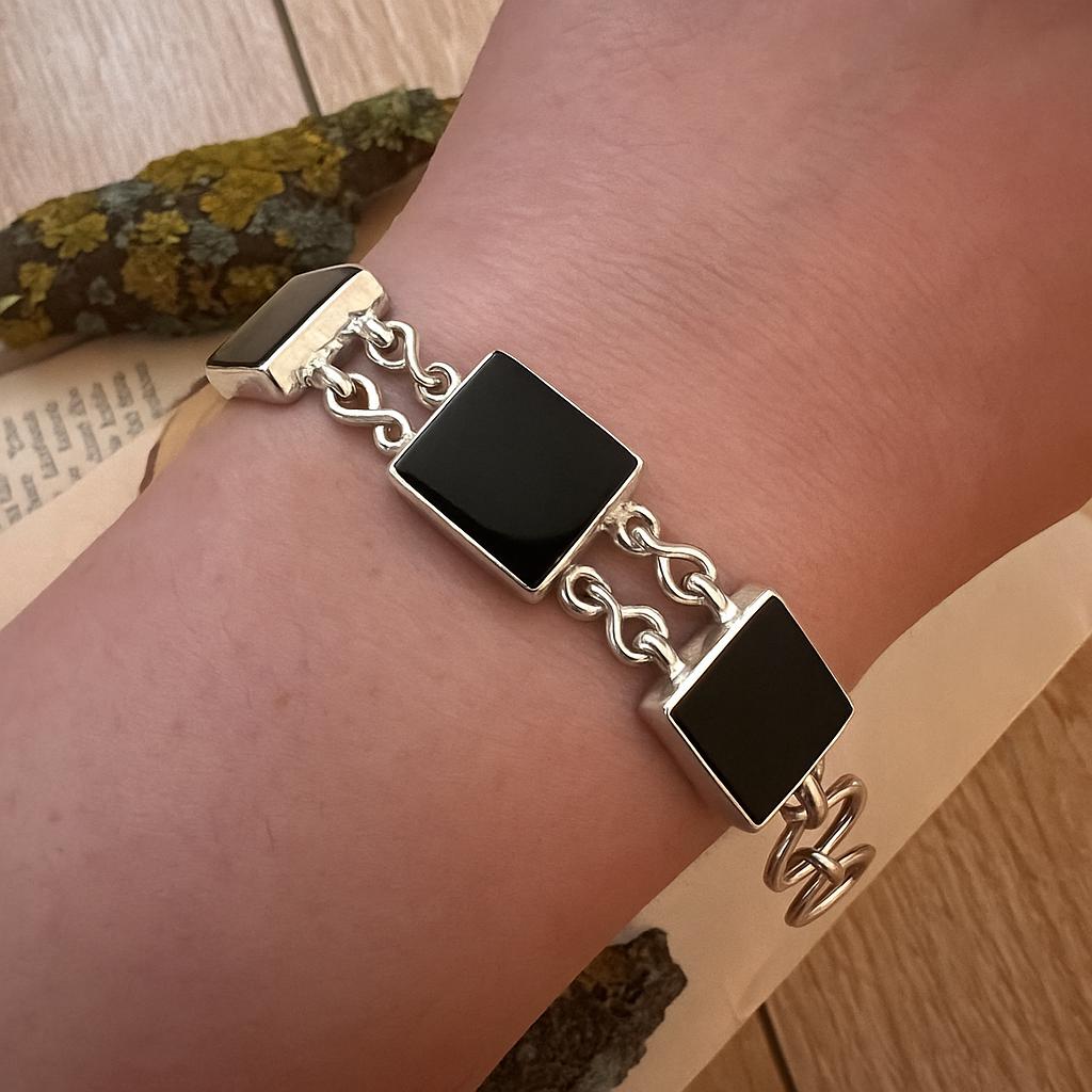 Adjustable Black Onyx Cuff Bracelet Sterling Silver Gemstone Bracelet Boho Cuff Unique Gift For Women GypsyJewelry