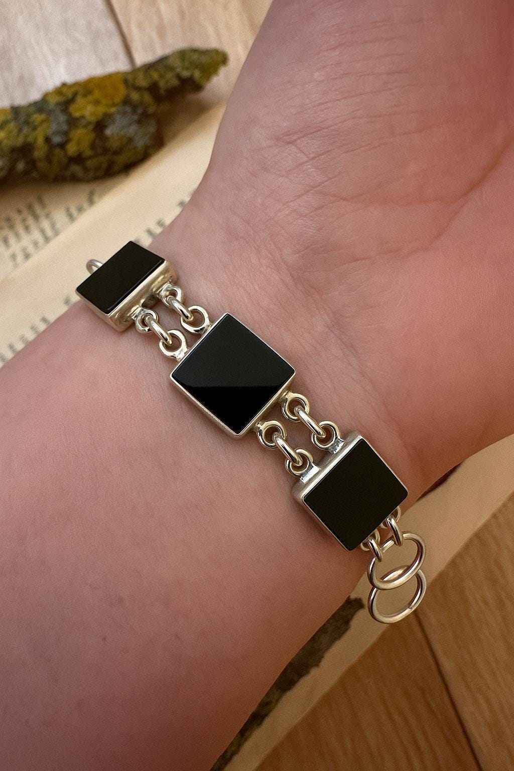 Adjustable Black Onyx Cuff Bracelet Sterling Silver Gemstone Bracelet Boho Cuff Unique Gift For Women GypsyJewelry