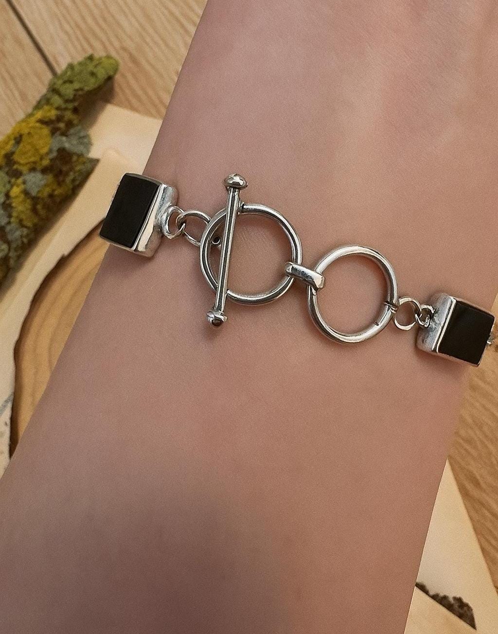 Adjustable Black Onyx Cuff Bracelet Sterling Silver Gemstone Bracelet Boho Cuff Unique Gift For Women GypsyJewelry