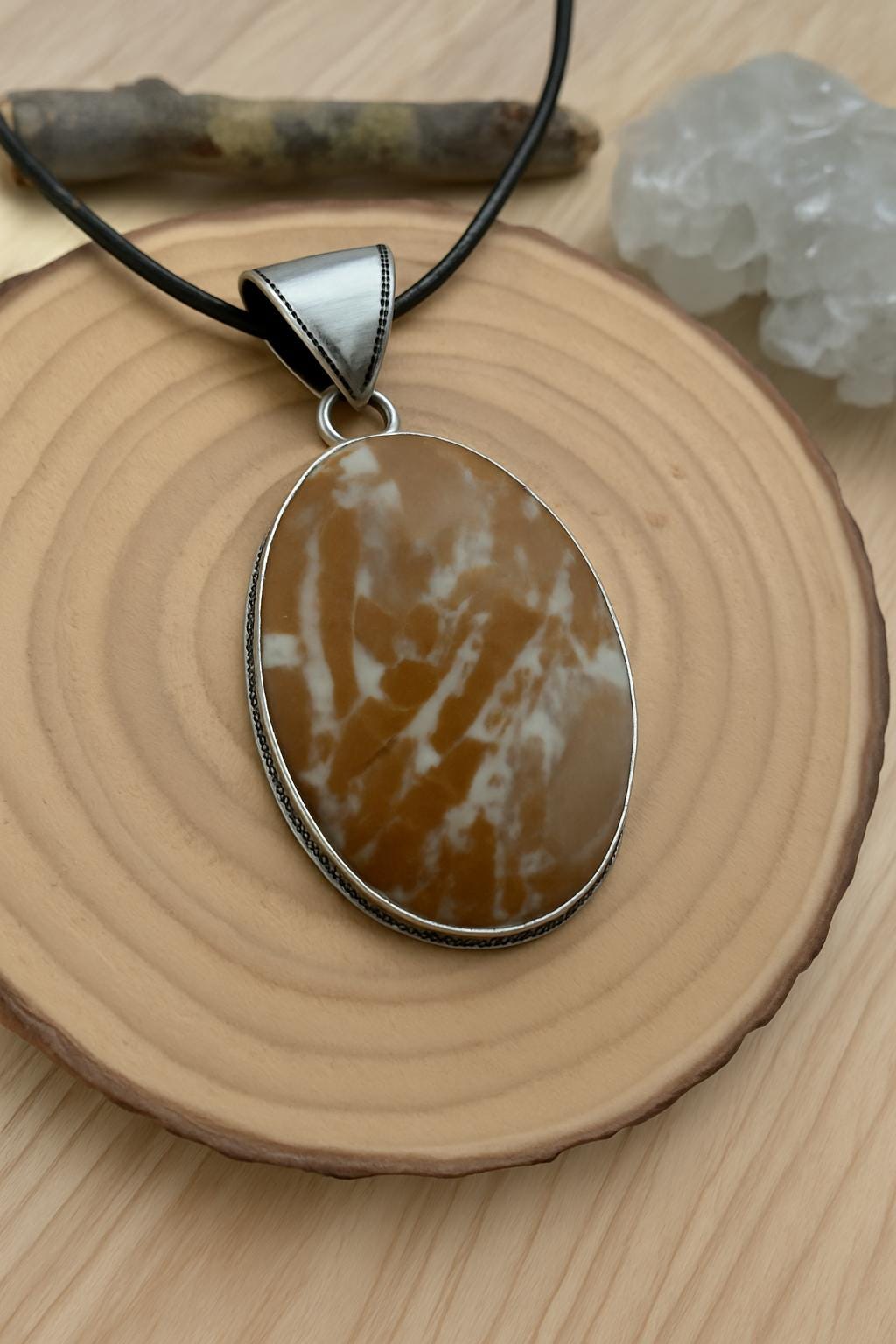 Jasper Statement Pendant In Sterling Silver