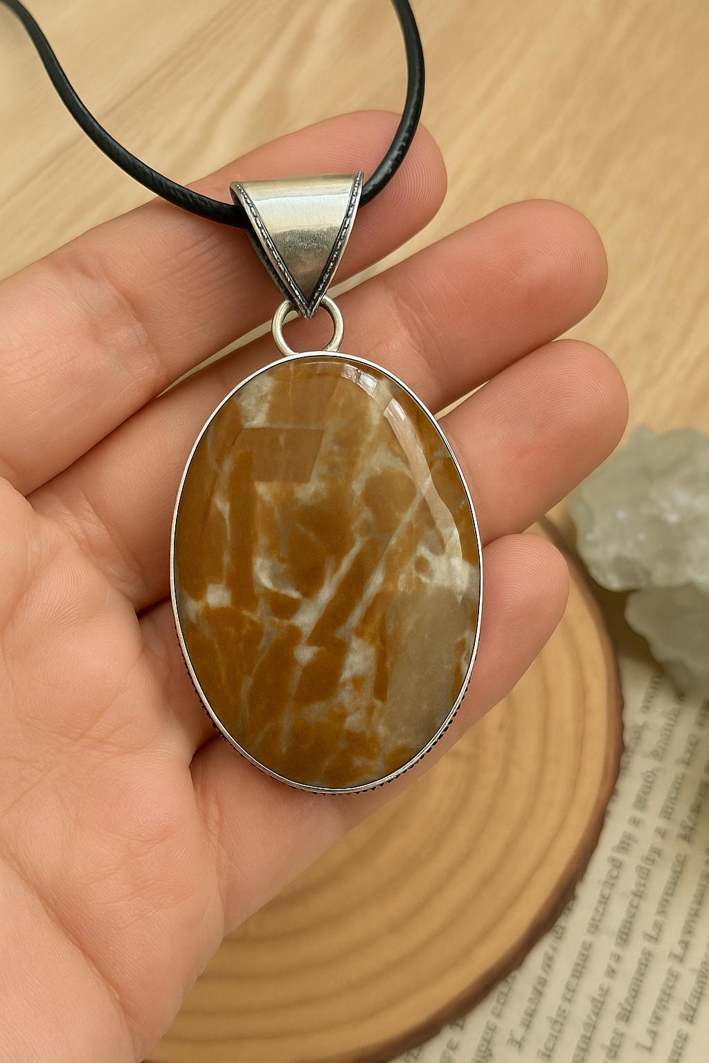 Jasper Statement Pendant In Sterling Silver