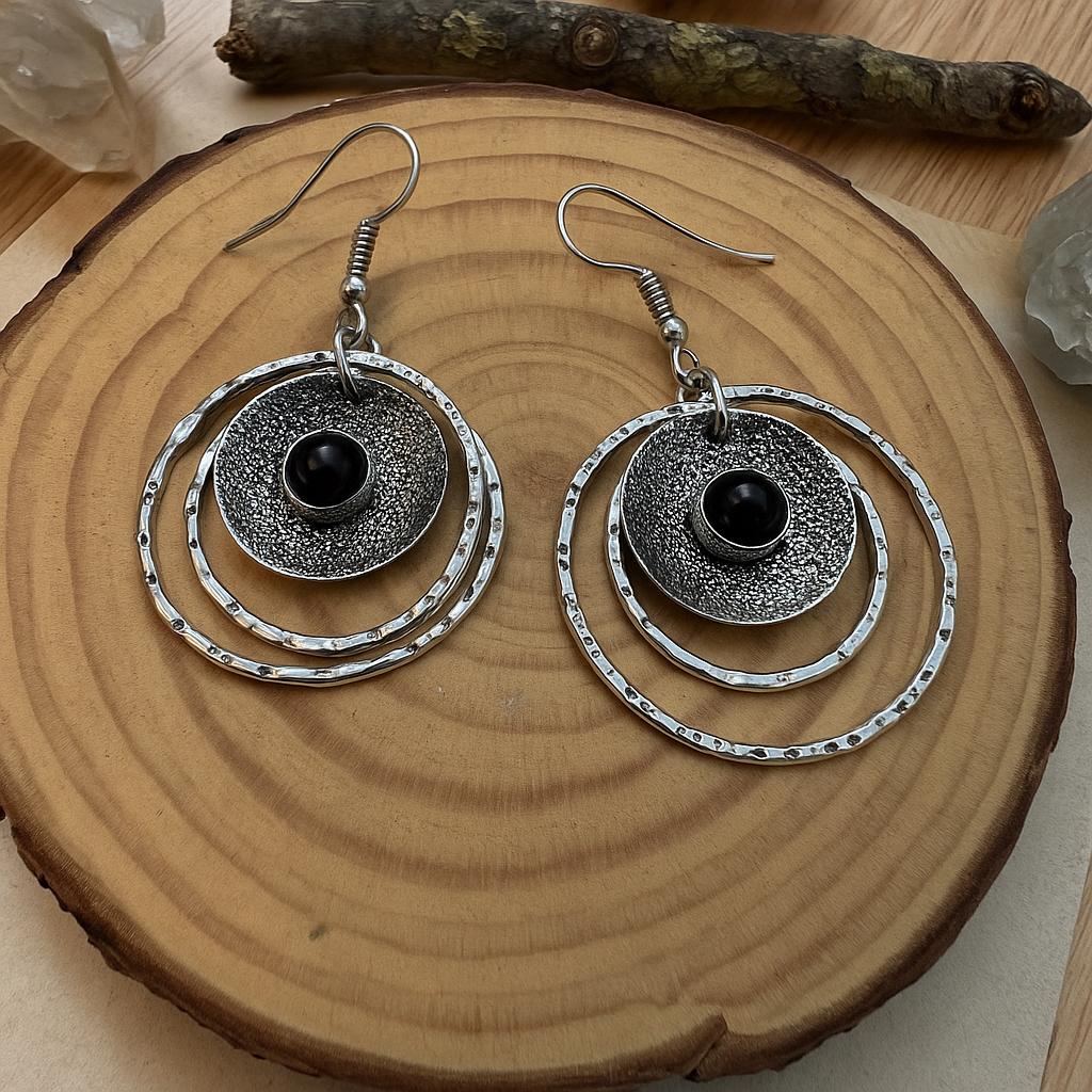 Ethnic Amethyst Earrings In Sterling Silver, Boho Dangle Earrings