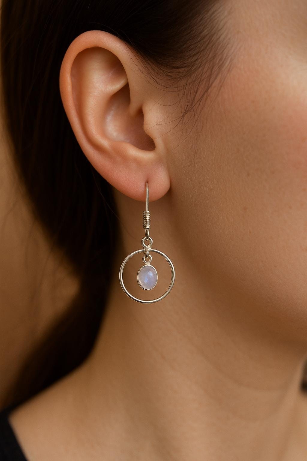 Rainbow Moonstone Earrings In Sterling Silver, Dangle Crystal Earrings, Boho Earrings