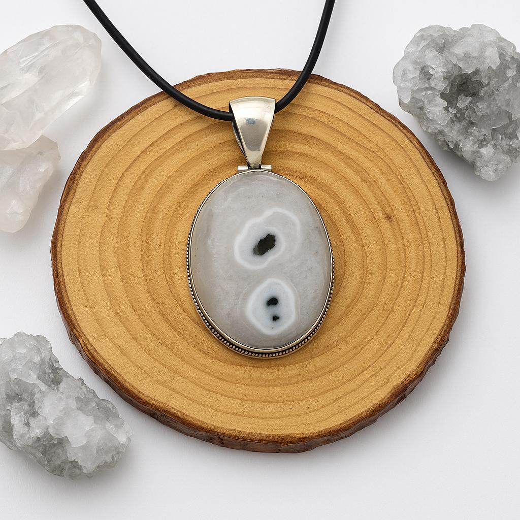 Stalactite Agate Pendant In Sterling Silver, Crystal Necklace