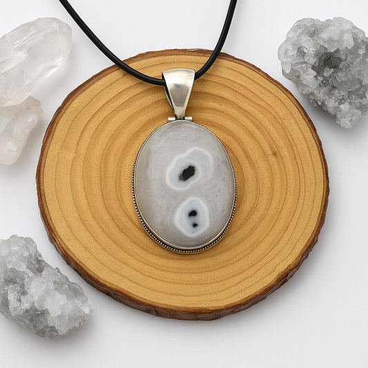 Stalactite Agate Pendant In Sterling Silver, Crystal Necklace