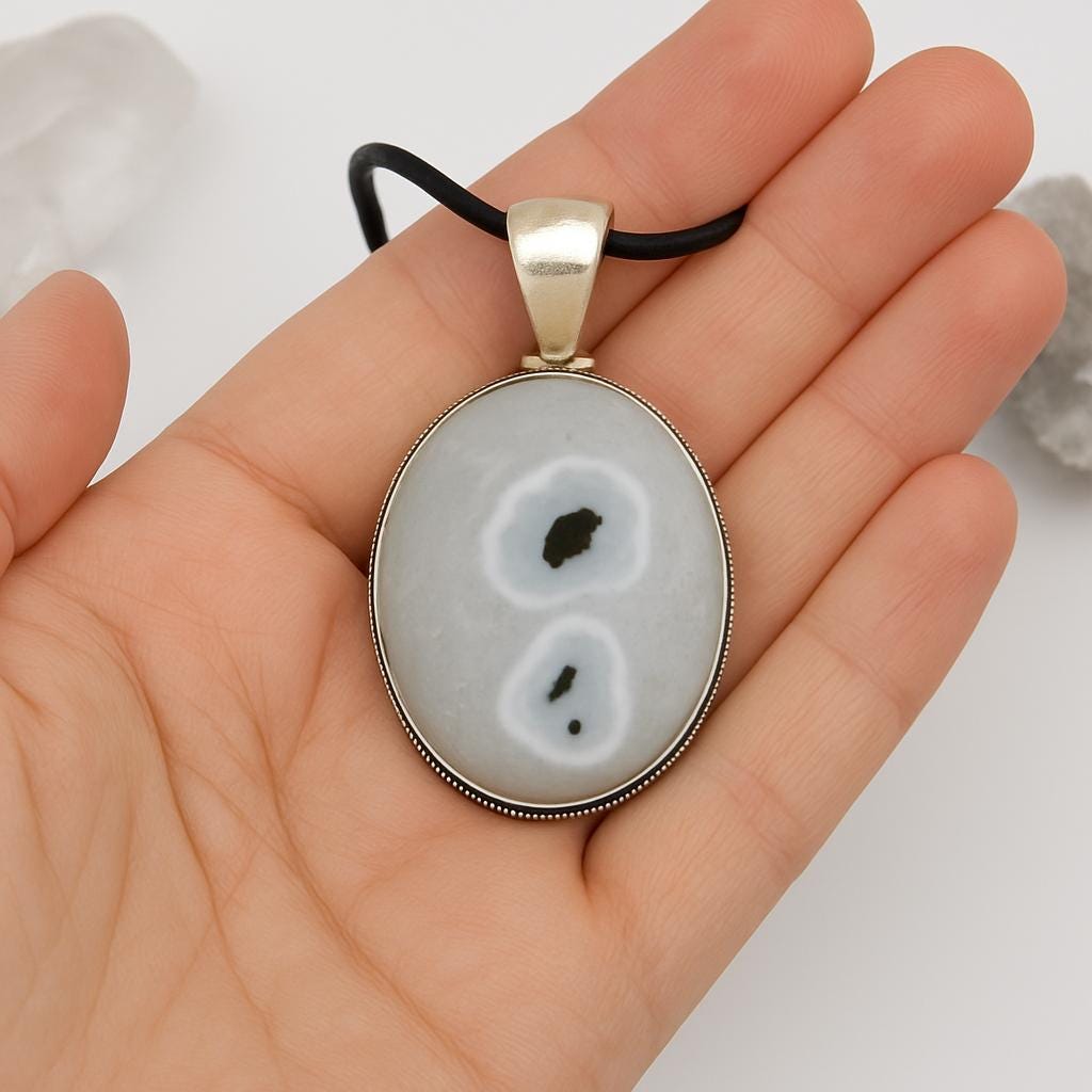 Stalactite Agate Pendant In Sterling Silver, Crystal Necklace