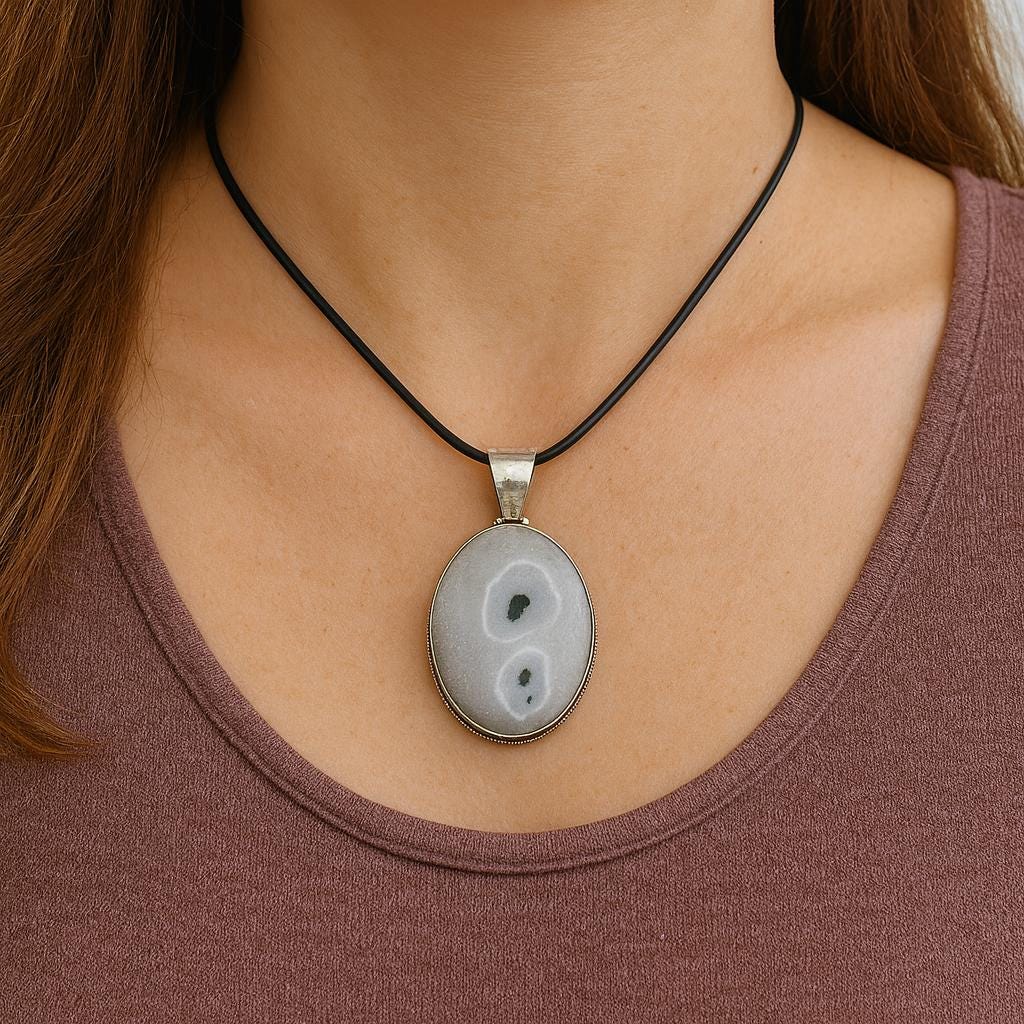 Stalactite Agate Pendant In Sterling Silver, Crystal Necklace
