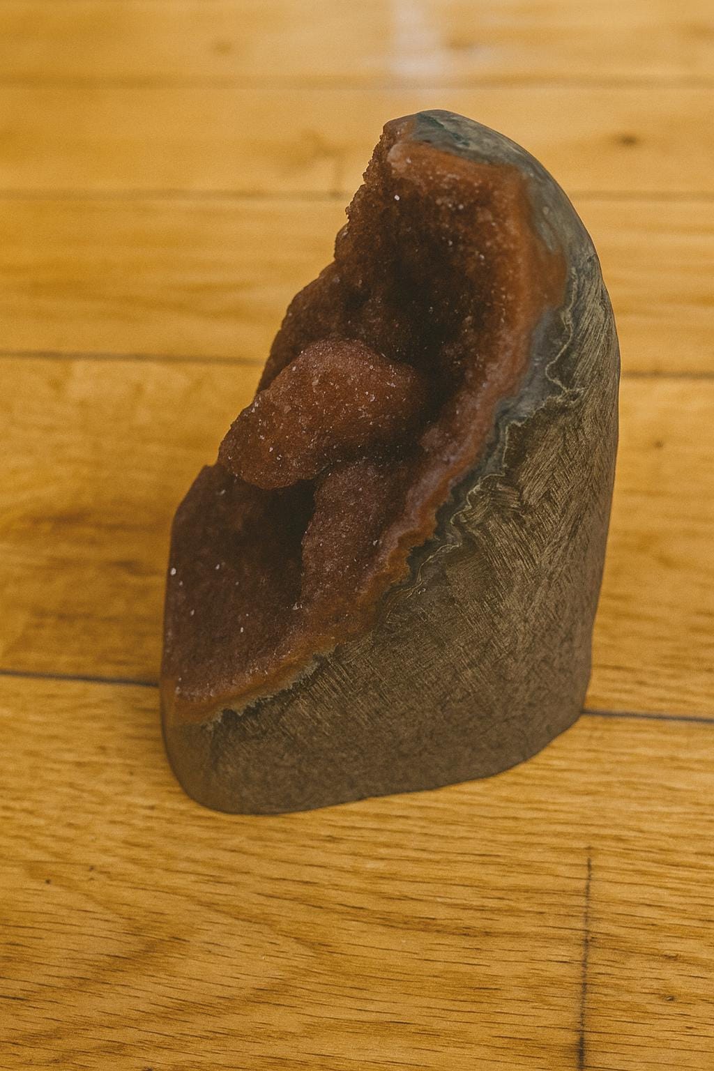 Druzy Amethyst with Rare Calcite Inclusion, Large Collector Specimen, Rare Mineral Display Piece 1261g