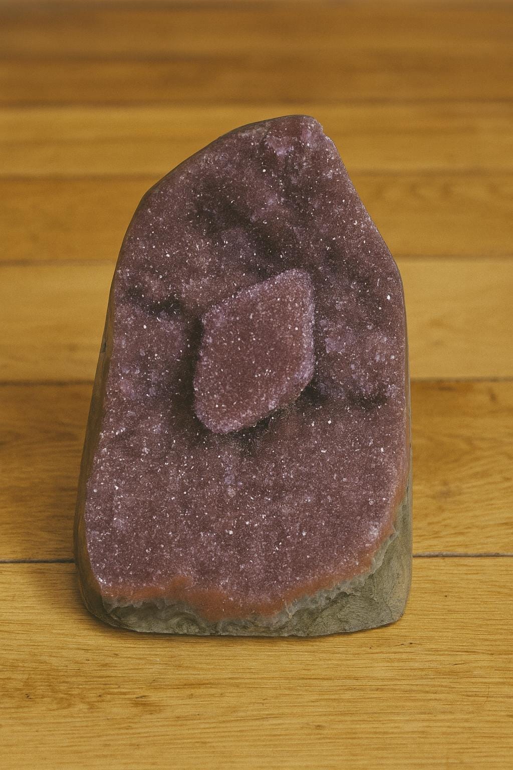 Druzy Amethyst with Rare Calcite Inclusion, Large Collector Specimen, Rare Mineral Display Piece 1261g