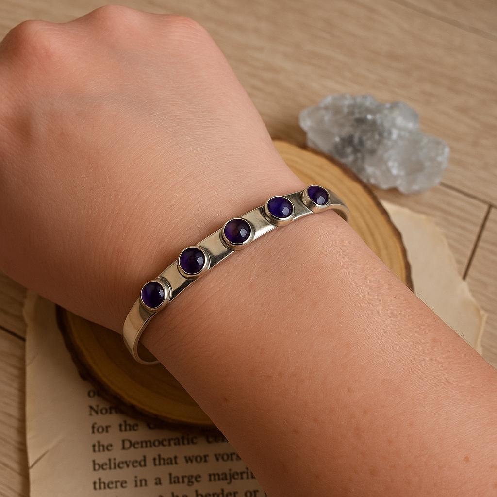 Adjustable Gemstone Bracelet In Sterling Silver, Moonstone Amethyst Garnet Bracelets