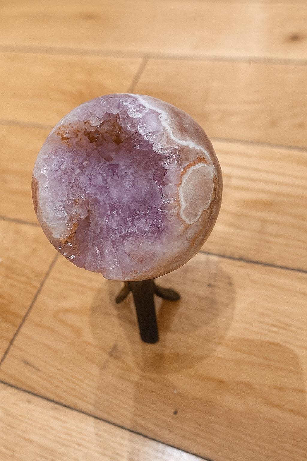 Amethyst Geode Sphere With Stand, Druzy Crystal Ball, Natural Amethyst Crystal, Healing Stone Gift, Gemstone Decor