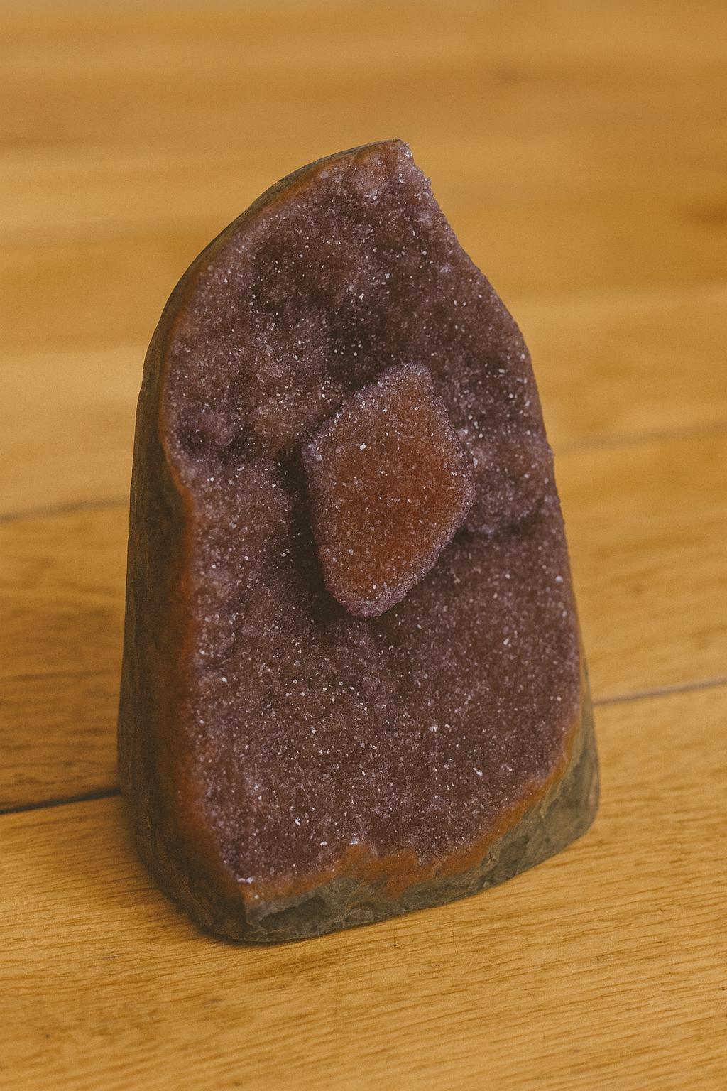 Druzy Amethyst with Rare Calcite Inclusion, Large Collector Specimen, Rare Mineral Display Piece 1261g