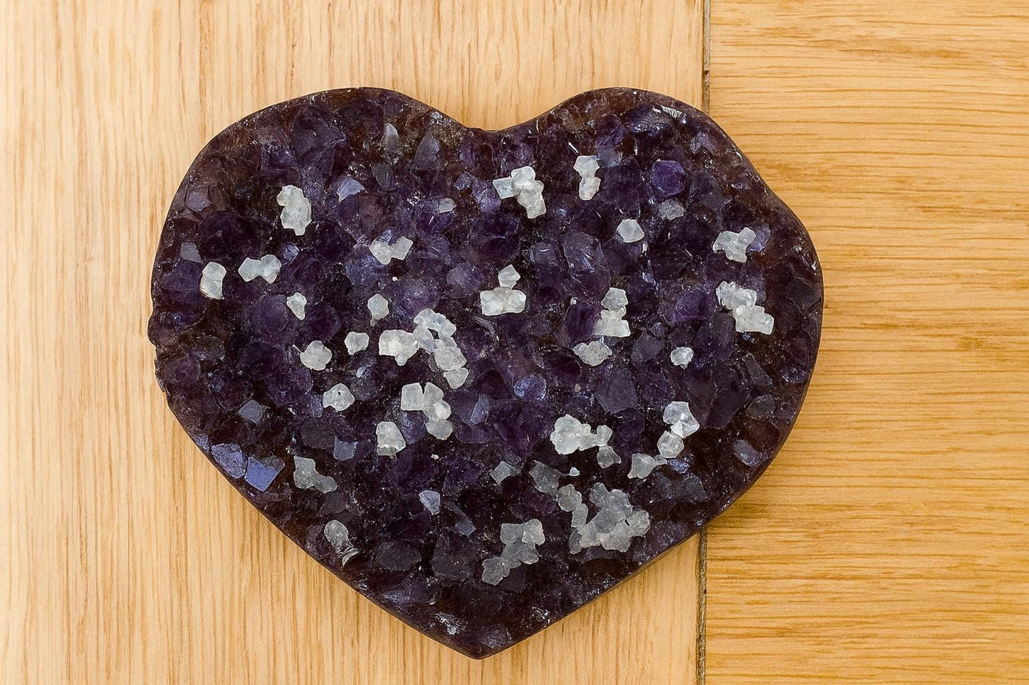 Amethyst Cluster Geode Heart With Calcite Inclusions, AAA+ Amethyst Collector's Piece