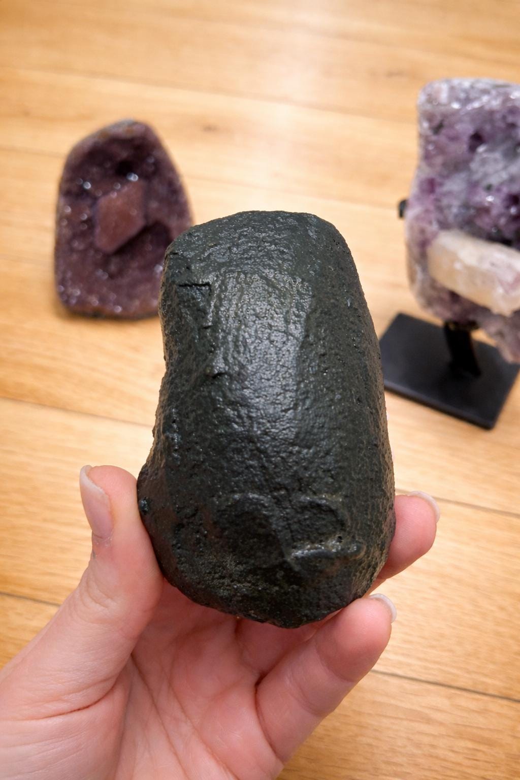 Banded Chalcedony Agate with Natural Volcanic Matrix & Druzy Quartz, One of a Kind Geological Display Stone, Collector Specimen