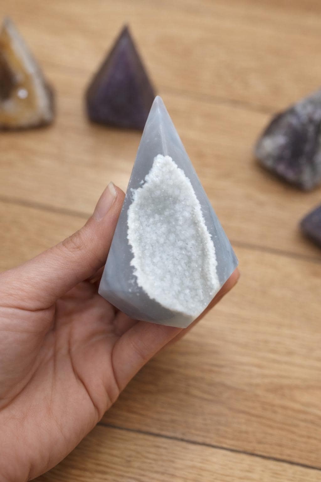 Agate Druzy Tower, Geode Crystal Point, Polished Chalcedony, Collector Mineral Specimen