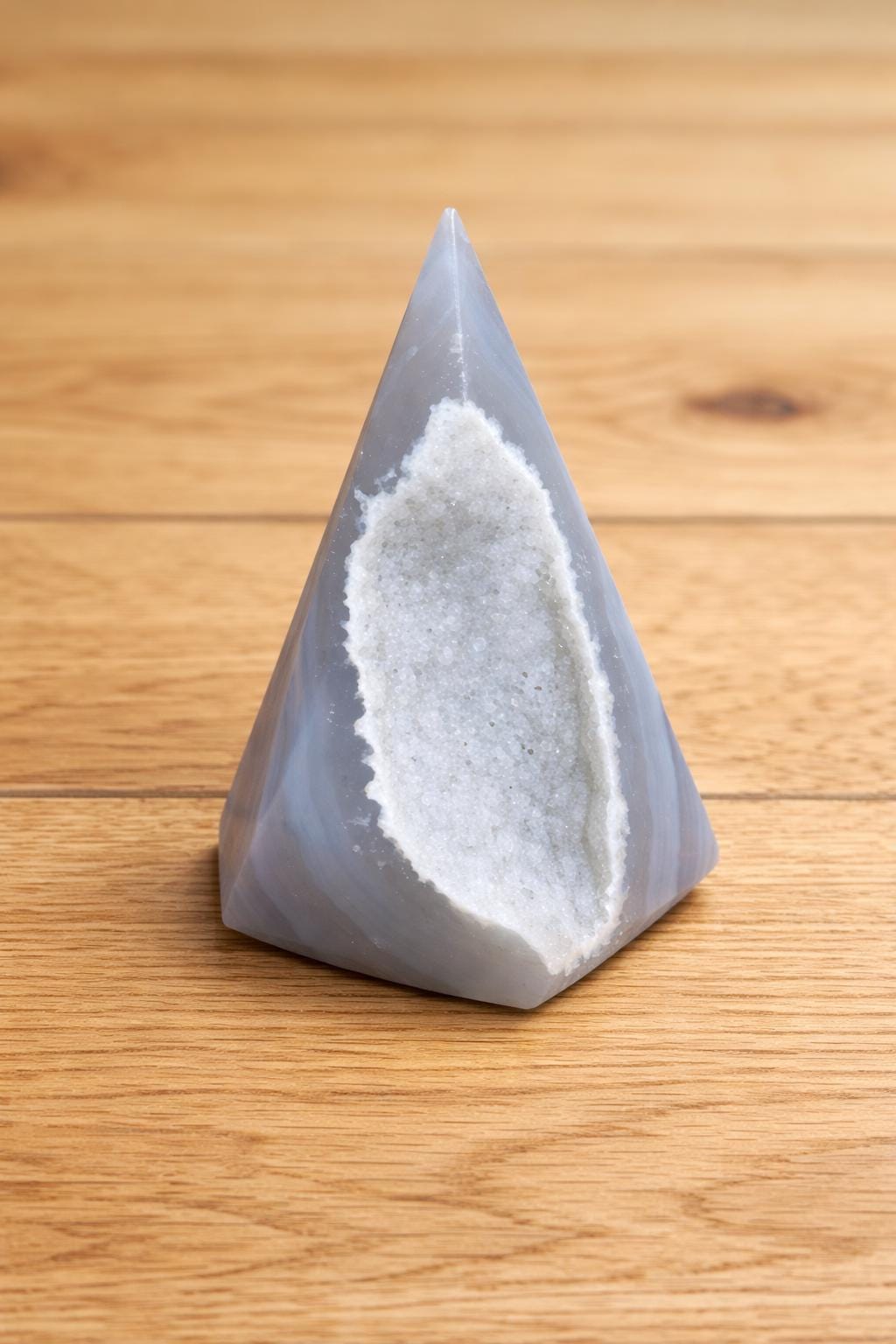 Agate Druzy Tower, Geode Crystal Point, Polished Chalcedony, Collector Mineral Specimen