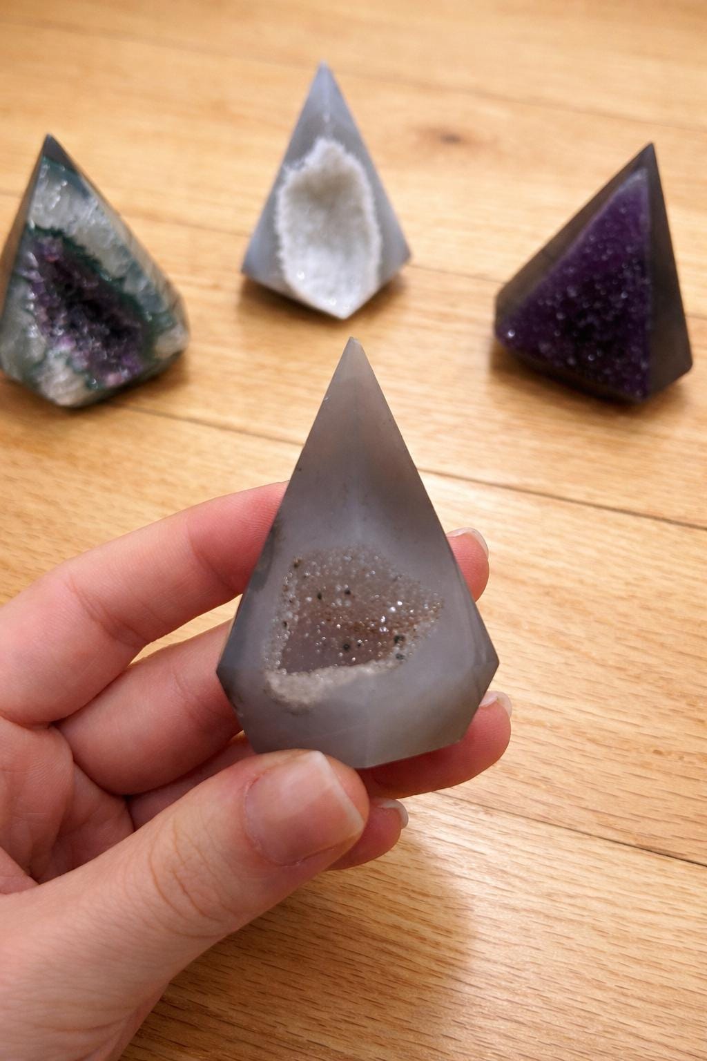 Druzy Crystal Point Set, Natural Geode Obelisk Bundle, Quartz Towers, One of a Kind Crystal Decor