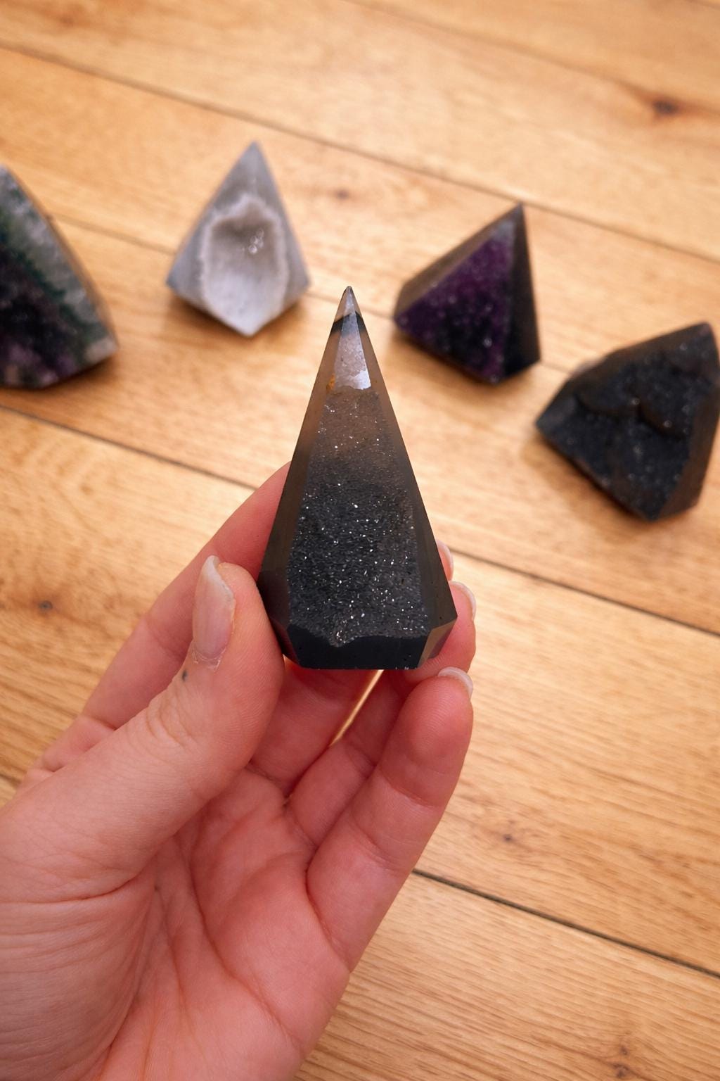 Druzy Crystal Point Set, Natural Geode Obelisk Bundle, Quartz Towers, One of a Kind Crystal Decor