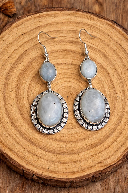 Rainbow Moonstone Dangle Earrings In Sterling Silver